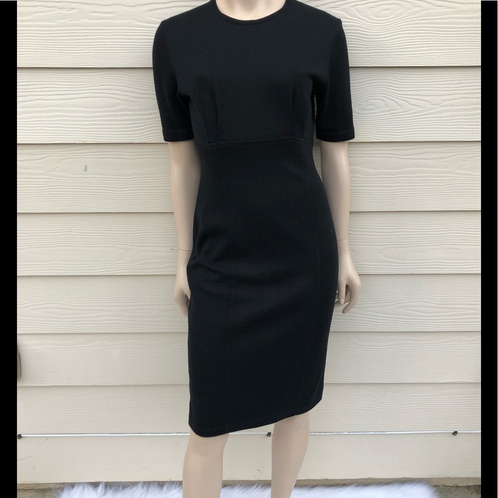 Outlander Petites Solid Black Wool Knit Dress - image 4